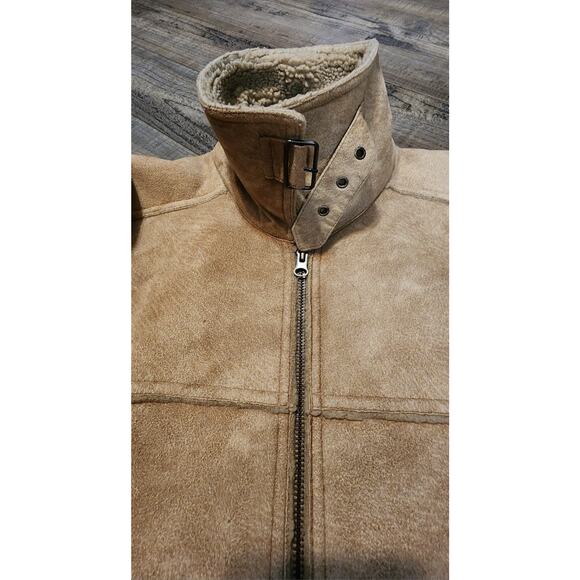 Zara Faux Suede Men’s Jacket Size XL Sherpa Lined Light Brow/Beige. #2046 - Picture 3 of 11